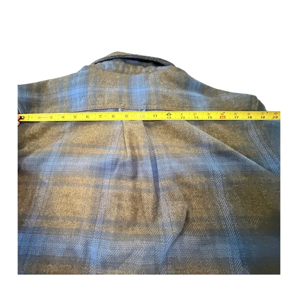 Orvis Classic Collection Mens Large Blue‎ Grey Plaid Flannel Button Down Shirt